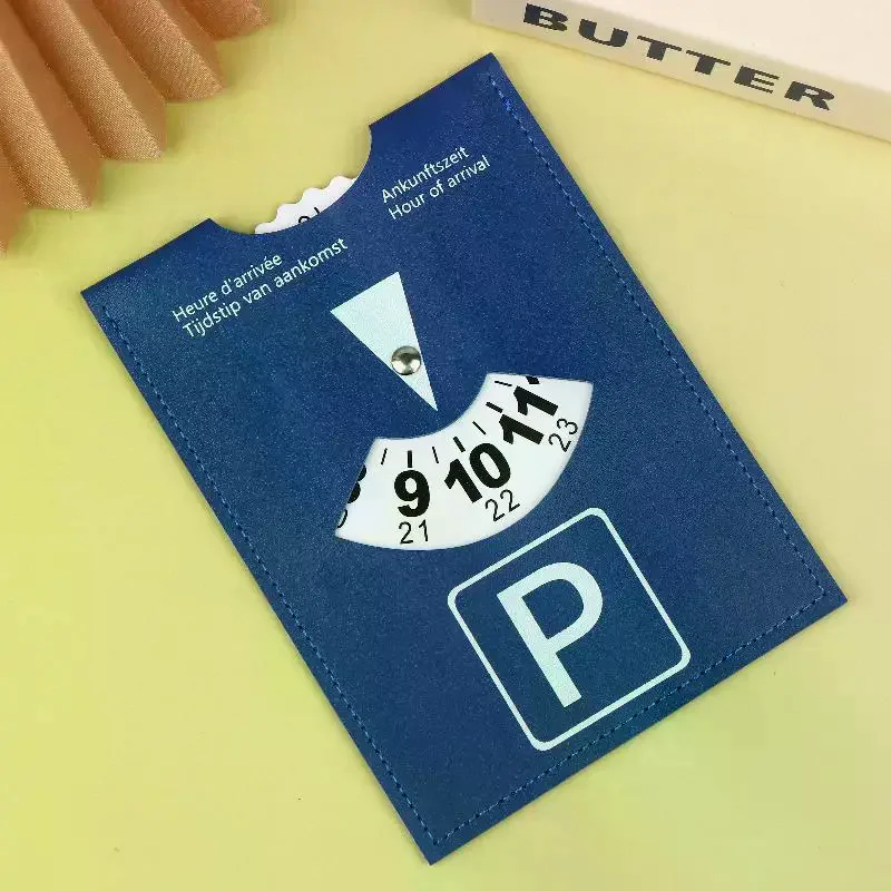 Reliable 4-Language PU Leather Parking Disc - European Design Universal Fit for Cars.