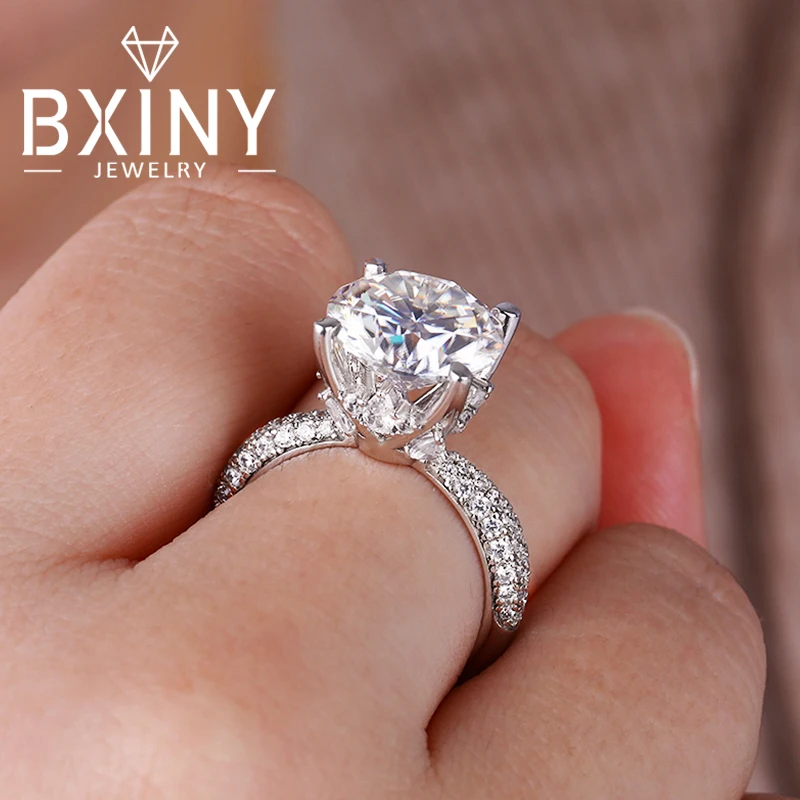 BXINY D Color 5CT Moissanite Rings S925 Silver GRA Certified Lab Diamond Women Sparkling Promise Wedding Band Fine Jewelry Gifts