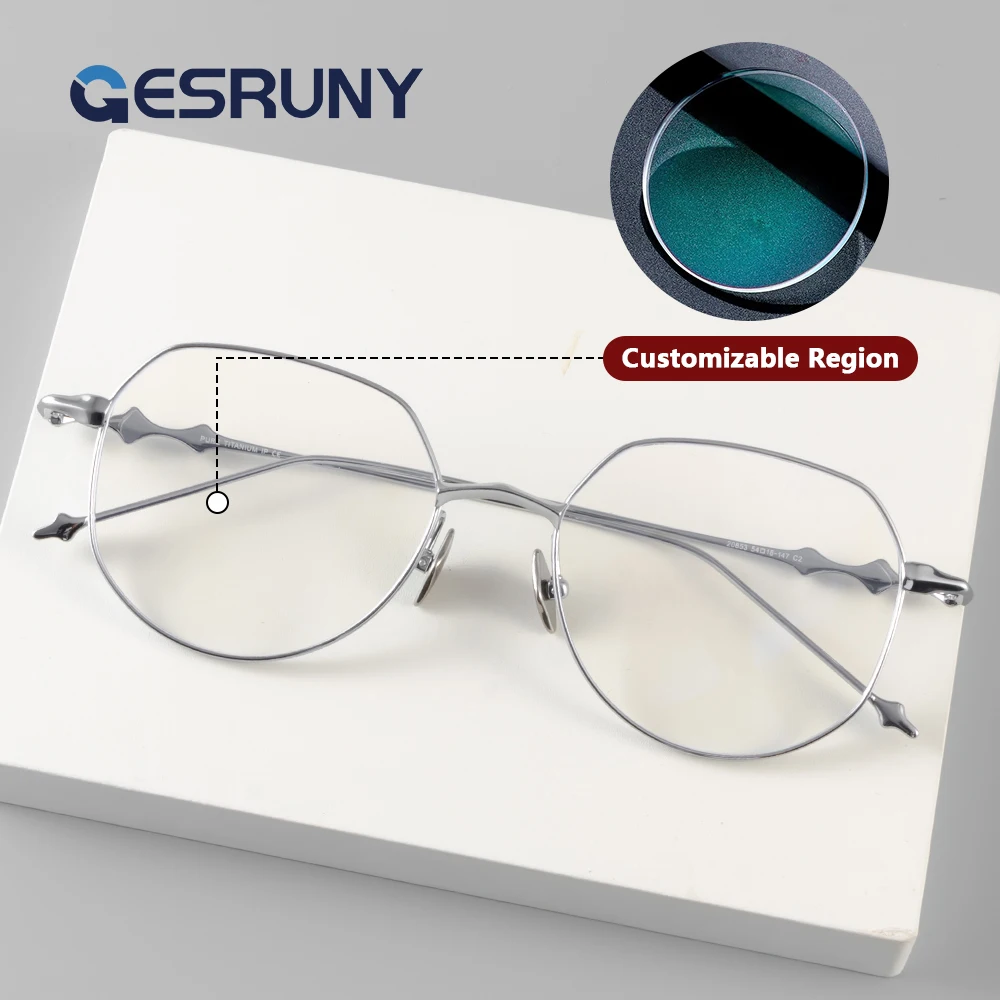 

Gesruny Luxury Frame Prescription Glasses Titanium Eyeglasses Blue Light Blocking Photochromic Optical Myopia Reading Eyewear