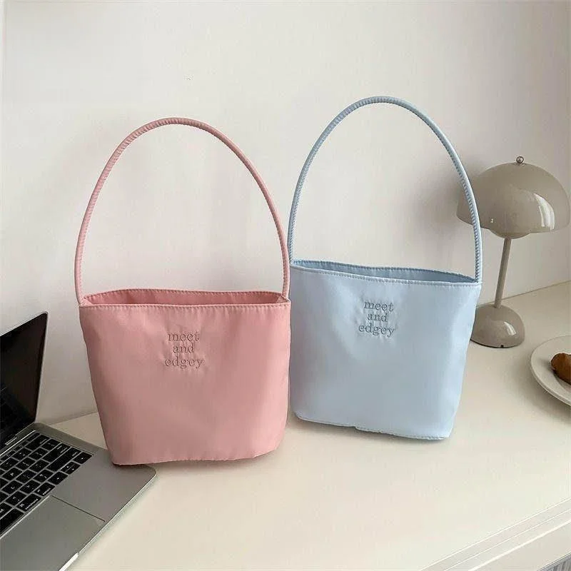 Embroidered Handbag Office Staff Crossbody Bag Multi-Functional Shoulder Bucket Bag  Style Magnetic Buckle Closure Summe...