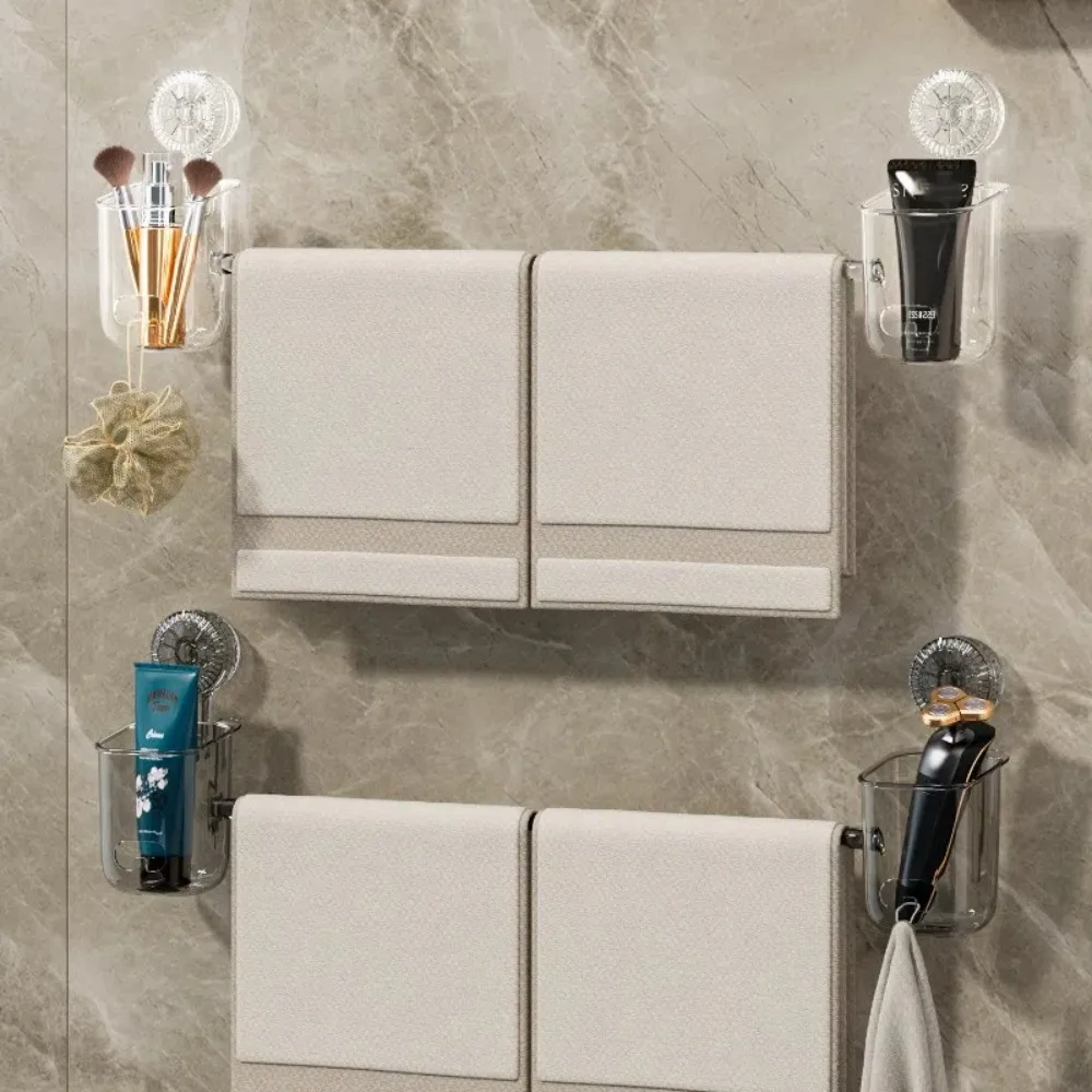 

Пластиковая вешалка для полотенец с двойной присоской, прозрачная водонепроницаемая полка для хранения в ванной комнате, многофункциональная вешалка для полотенец без удара, туалет