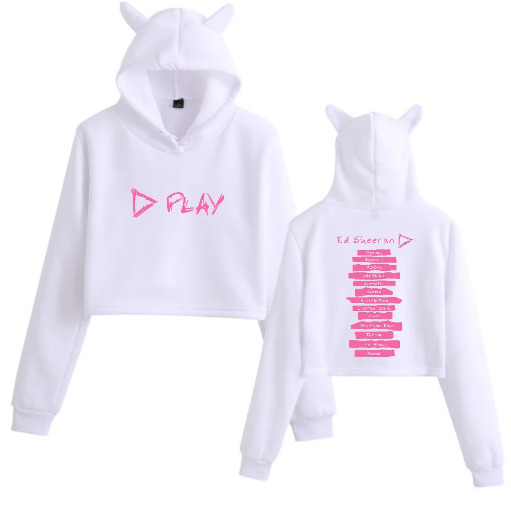 เสื้อฮู้ดดี้ Ed Sheeran อัลบั้ม 2025 ลาย Play Cat Ears แบบสองด้าน แขนยาว ทรงครอป แฟชั่นสำหรับสาวๆ