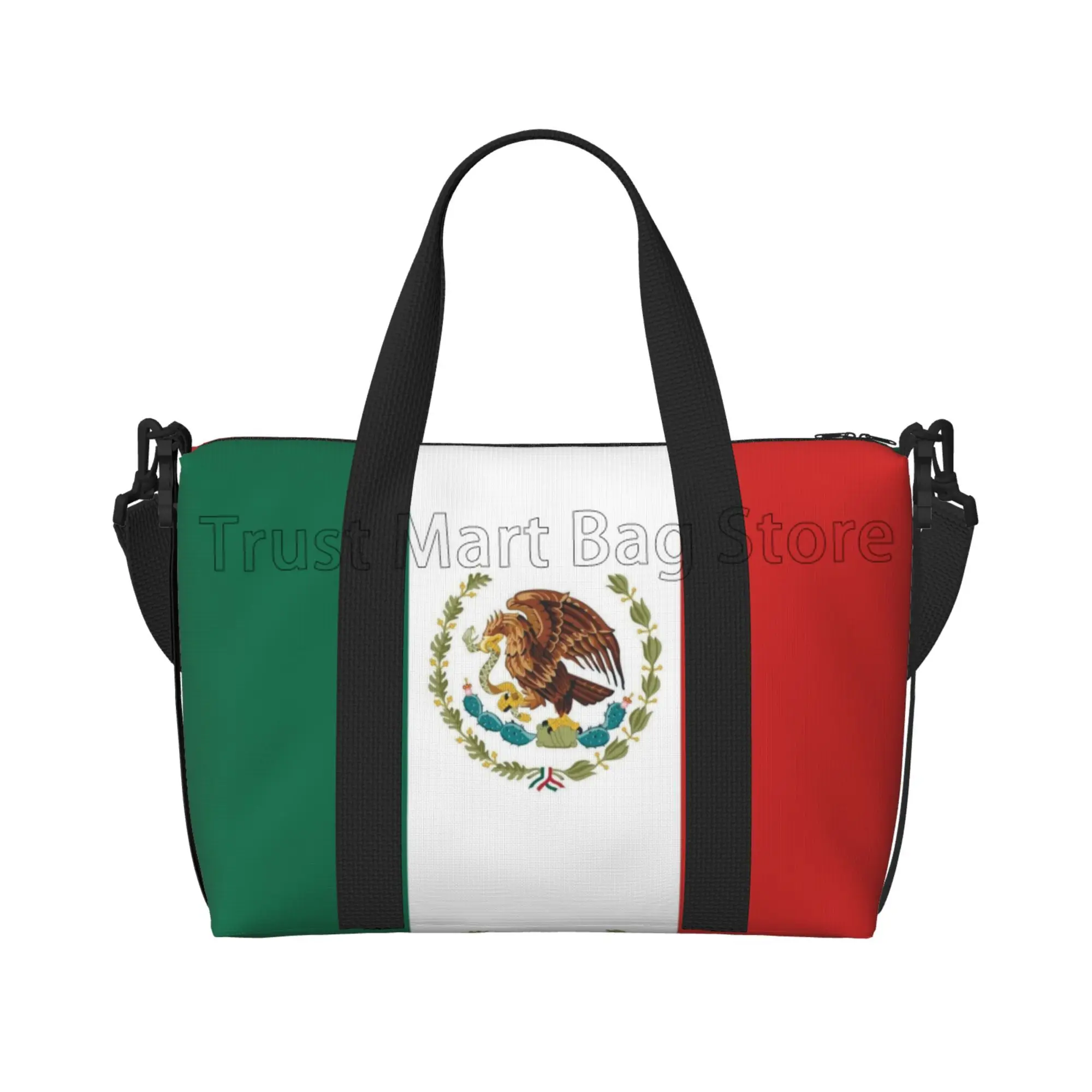 

Mexican Flag Travel Duffle Bag Large Weekender Overnight Bags for Women Men Waterproof Carry on Shoulder Tote Bags for Travel