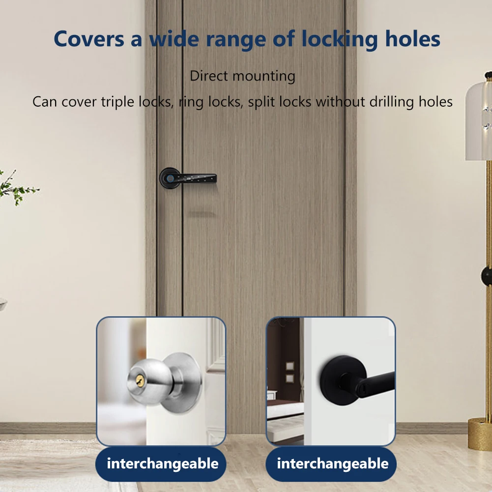 Fingerprint Door Lock Biometric Digital Electronic Door Lock Anti Peeping Type-C Emergency Charge for 3.5-6.5cm Thickness Doors