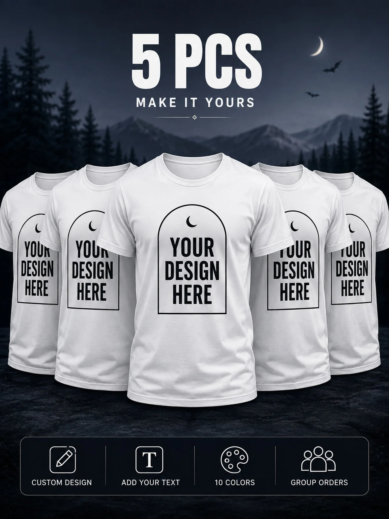 Minimum order of 5 customized T-shirts with printed graphics, corporate workwear, club activities, commemorative short sleeves