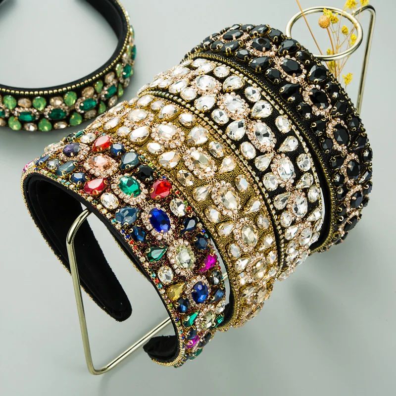 Heming headband new headband foreign trade wholesale heavy industry water drop full diamond baroque trend headband hair accessor