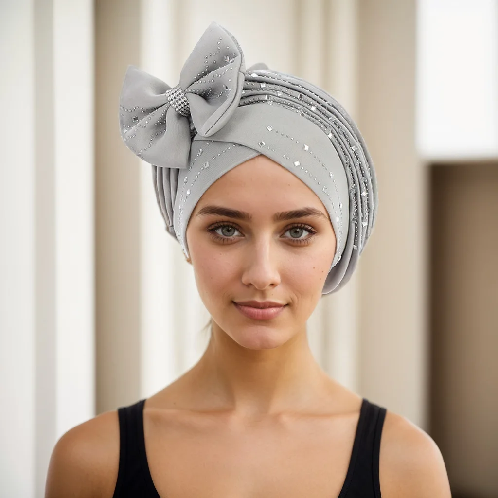 หมวกแอฟริกัน ผ้าคลุมศีรษะแบบ Aso Oke ผ้าคลุมผมแบบ Gele ผ้าโพกหัวสำเร็จรูป ผ้าโพกศีรษะสำหรับผู้หญิง หมวกสำหรับผู้ป่วยเคมีบำบัด ผ้าคลุมศีรษะแบบอัตโนมัติ ผ้าคลุมศีรษะแบบมุสลิม