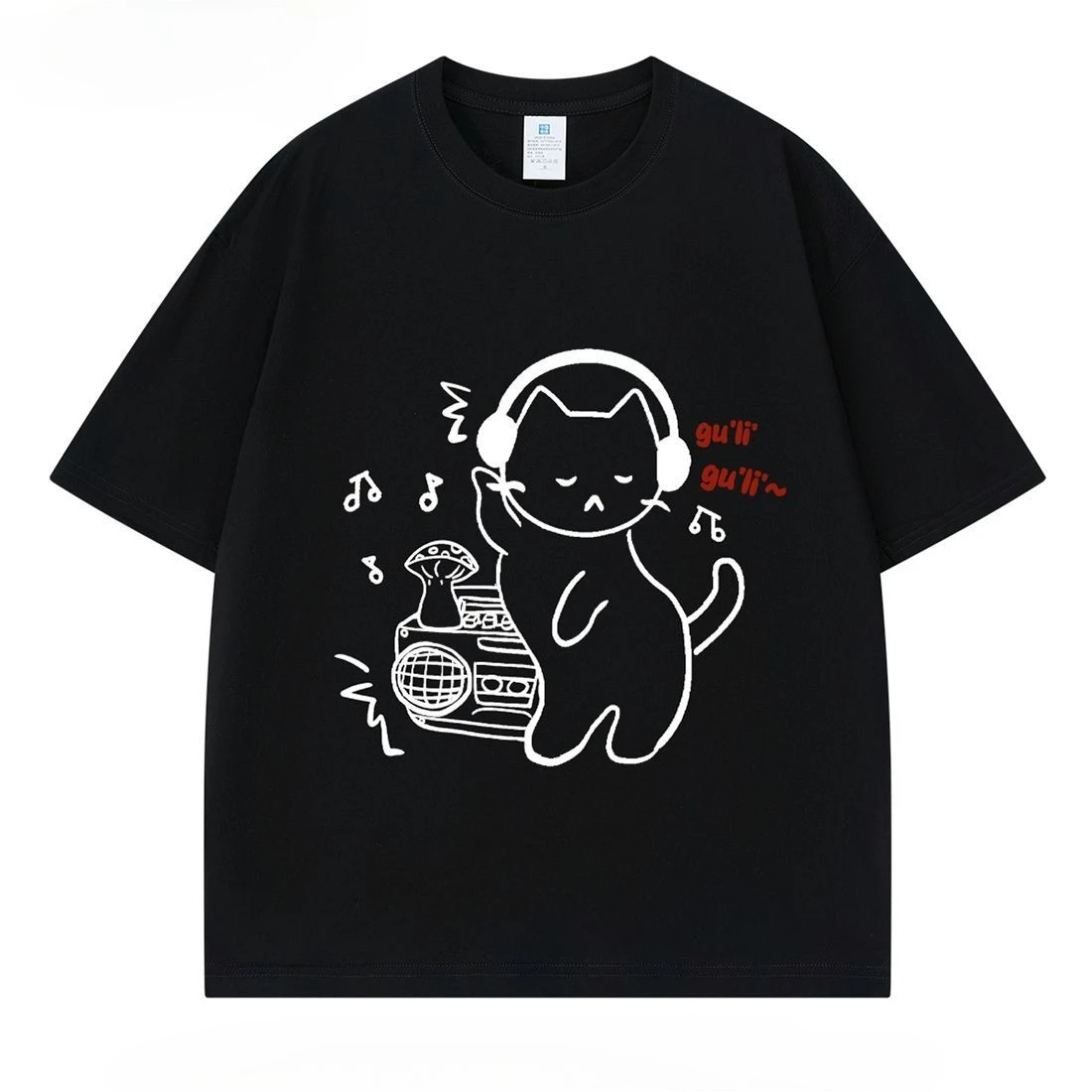 

Футболка Inspiration Cat Cat Fun Américain À Manches Courtes En Coton Imprimé Graffiti Peint À La Main Pour Hommes Et Femmes