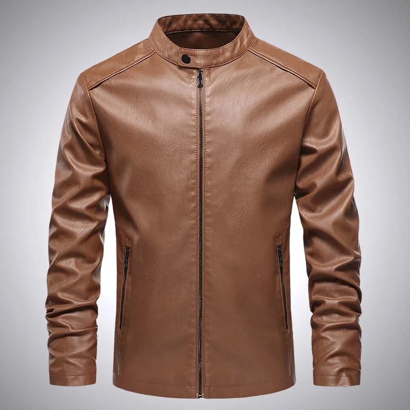 Winter Men's Leather Jackets New PU Warm Thicken Coat Fashion Streetwear Motorcycle Zipper Jacket Stand Collar Men Biker Outwear