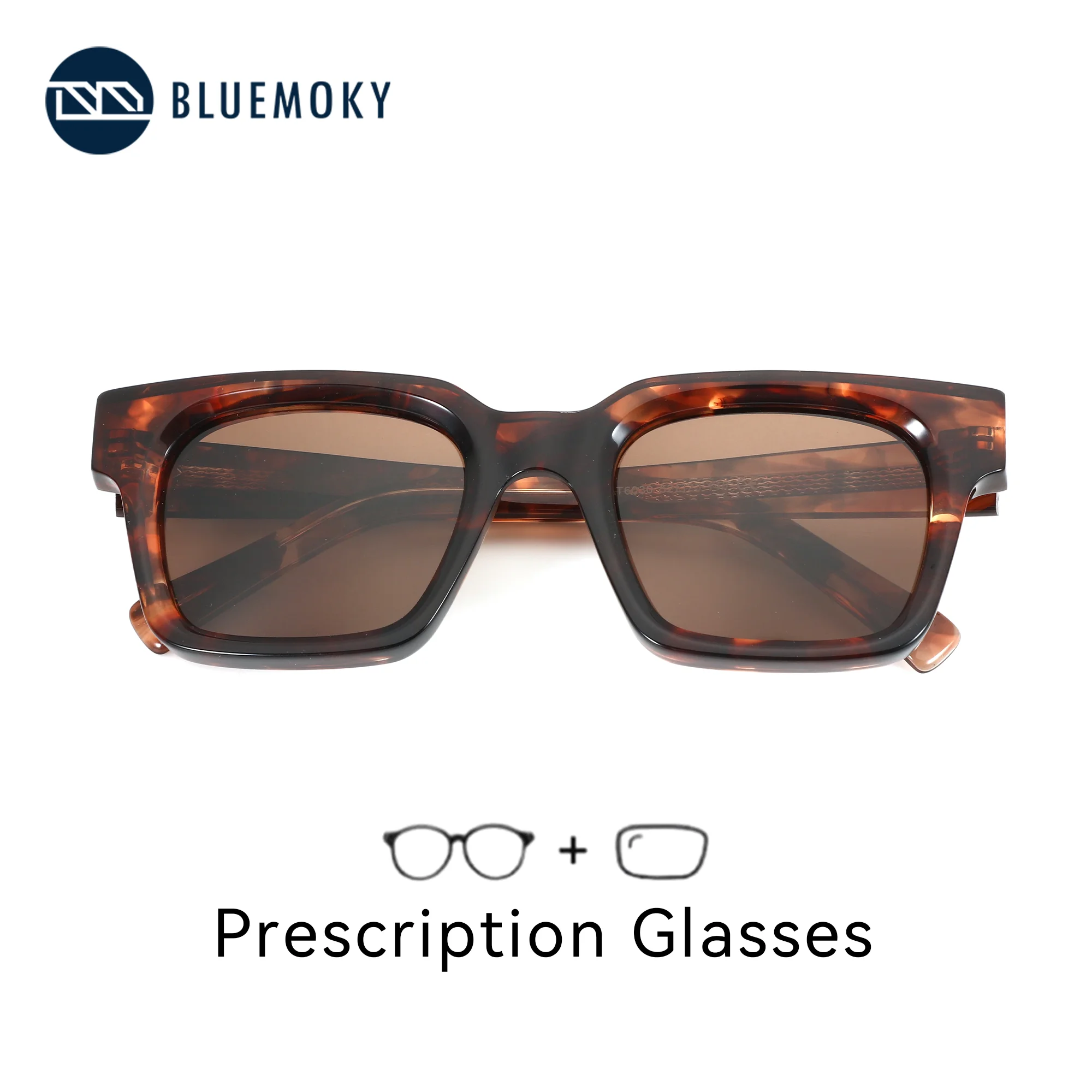 

BLUEMOKY XL размер стильные мужские квадратные солнцезащитные очки UV400 по рецепту ручной работы ацетатные прогрессивные поляризационные оптические солнцезащитные очки