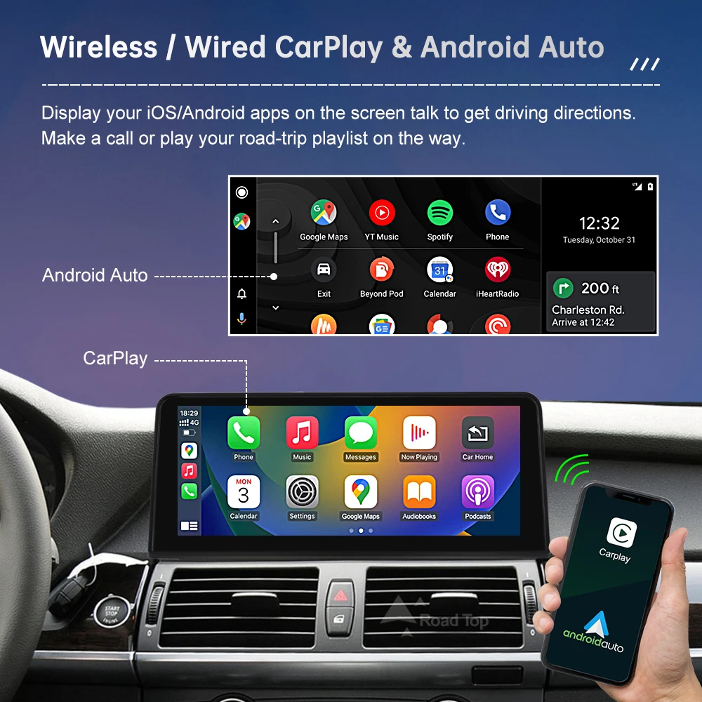Display multimediale per auto Android Auto CarPlay wireless per BMW Serie 1 E81 E82 E87 E88 Sistema CCC/CIC Touch Screen Autoradio