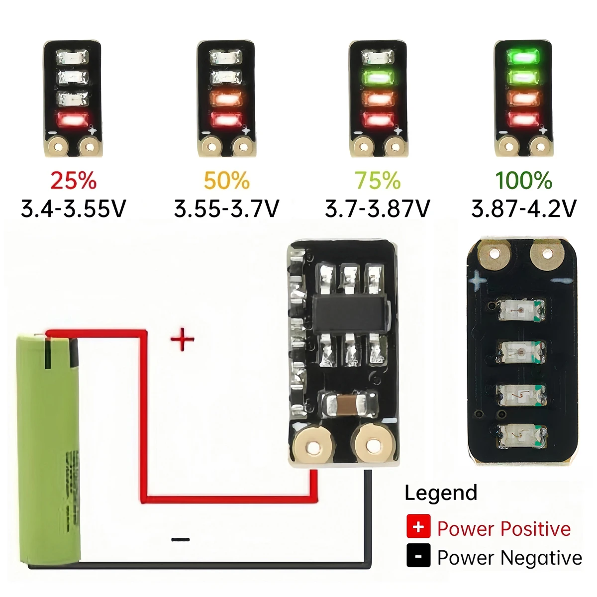 3,7-4,2V Messmodul Mini-LED-Batterie-Ladezustandsanzeige 1-Saiten-Ternär-Lithium-Batterie-Kapazitätsanzeige-Modul – Detail 1