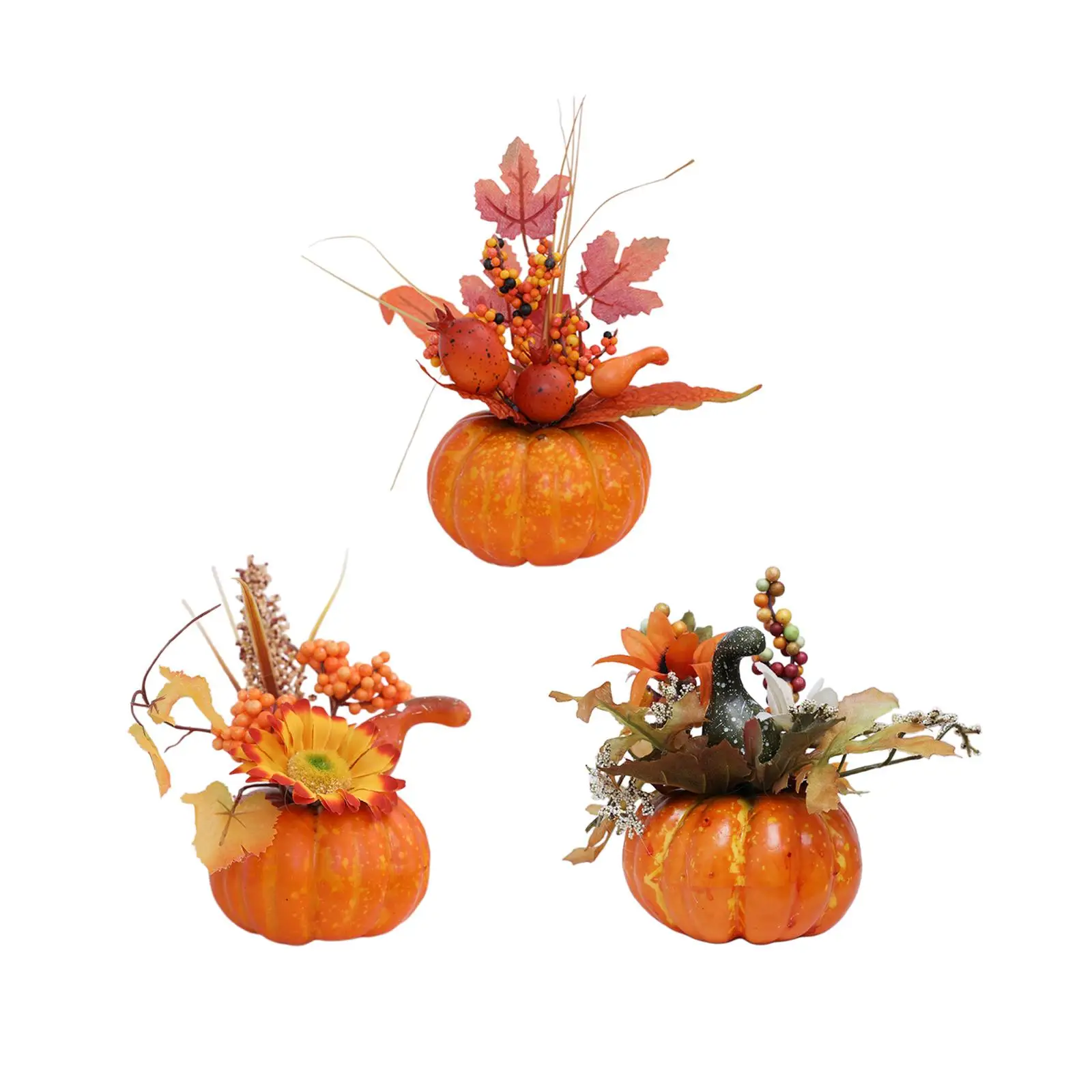 Artificial Pumpkin Flowers Fall Photo Props Harvest Decor Props Ornament for Fireplace Bedroom Party Halloween DIY Crafts