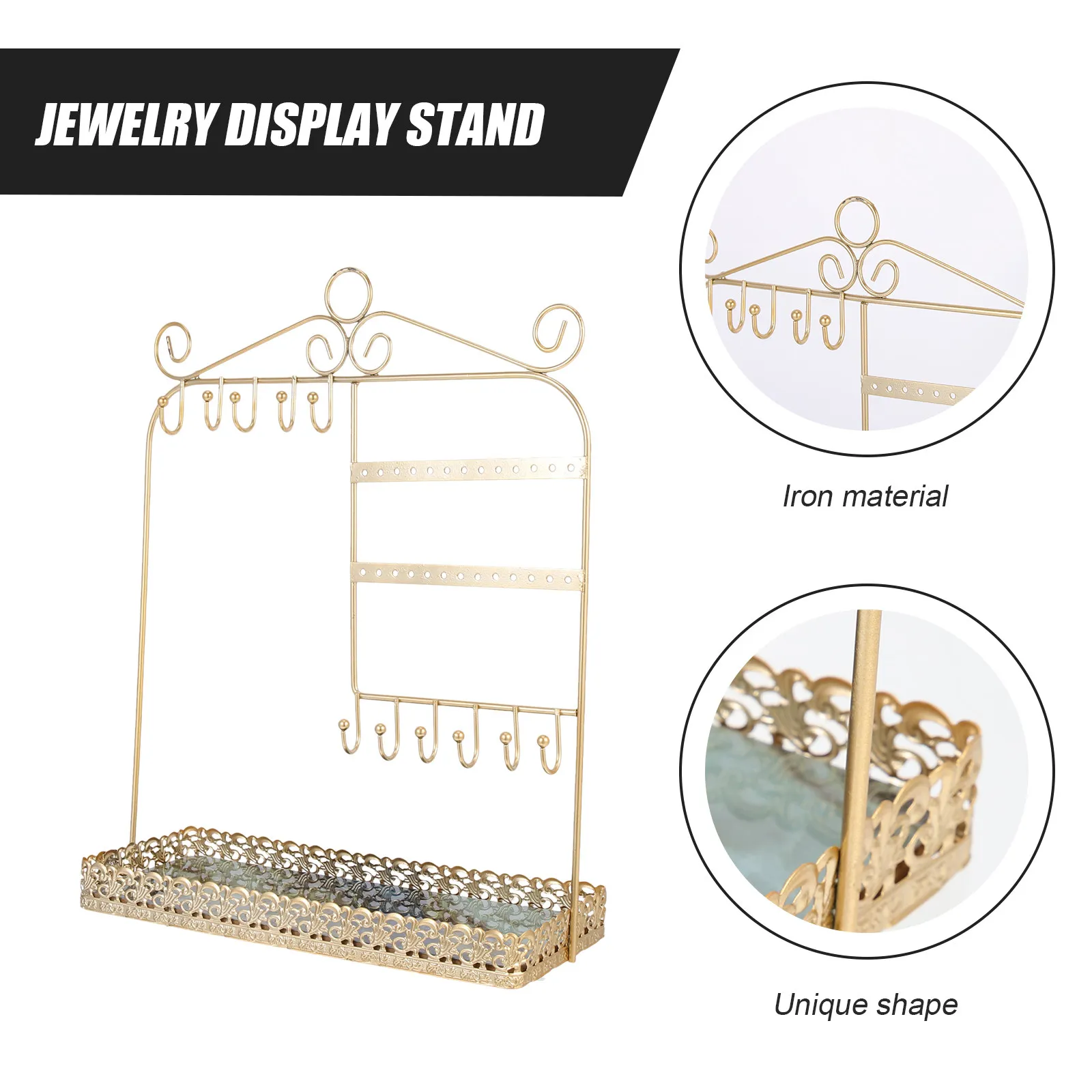 

Золотая подставка для ювелирных изделий: уникальный железный дизайн, настольный держатель для серег, многофункциональный настенный органайзер для украшений для дома