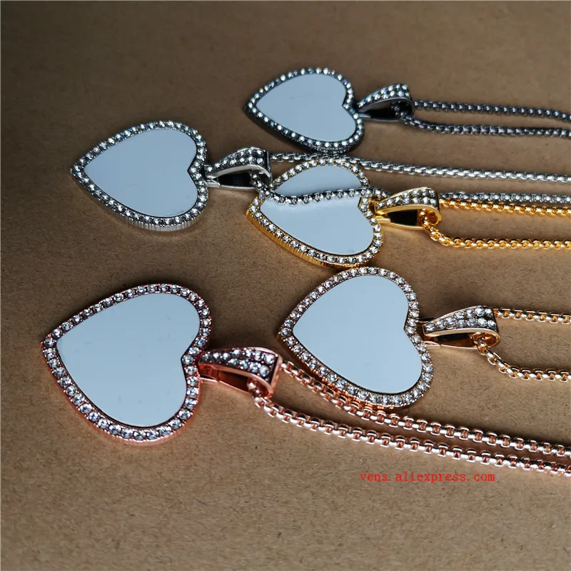 sublimation blank big heart photo necklaces pendants fashion hot transfer printing blank consumables 20pieces/lot