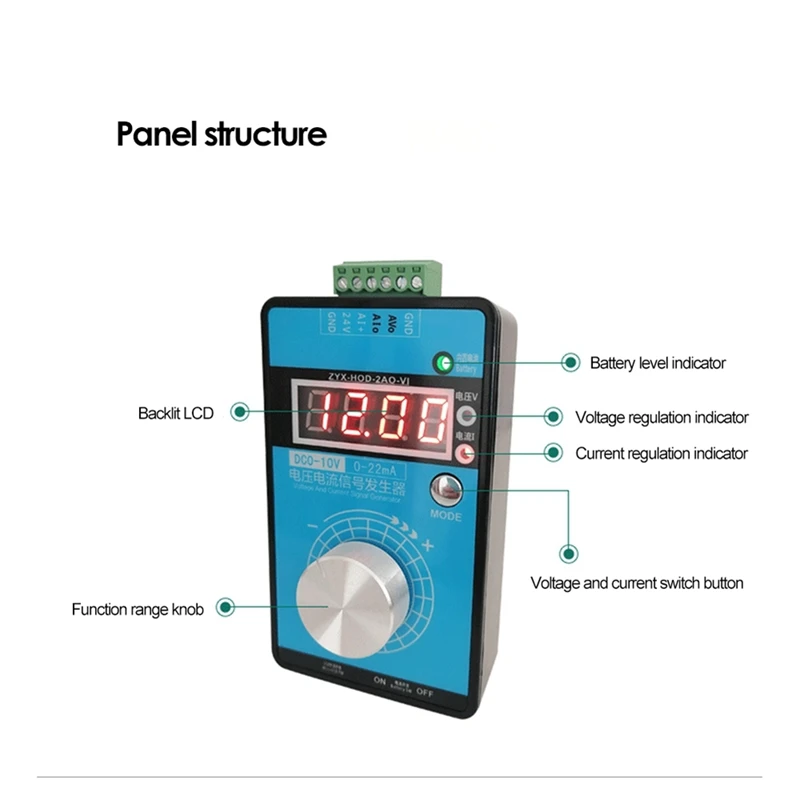 Handheld 0-5V-10V 0-20MA/4-20MA Signal Generator Adjustable Current Voltage Analog Signal Sources Output 24V