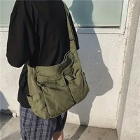 Women's School Messenger Bags For Women Shoulder Ladies Designer Handbag Solid Large Capacity Casual Canvas Shoulder Female Bags - Image 6