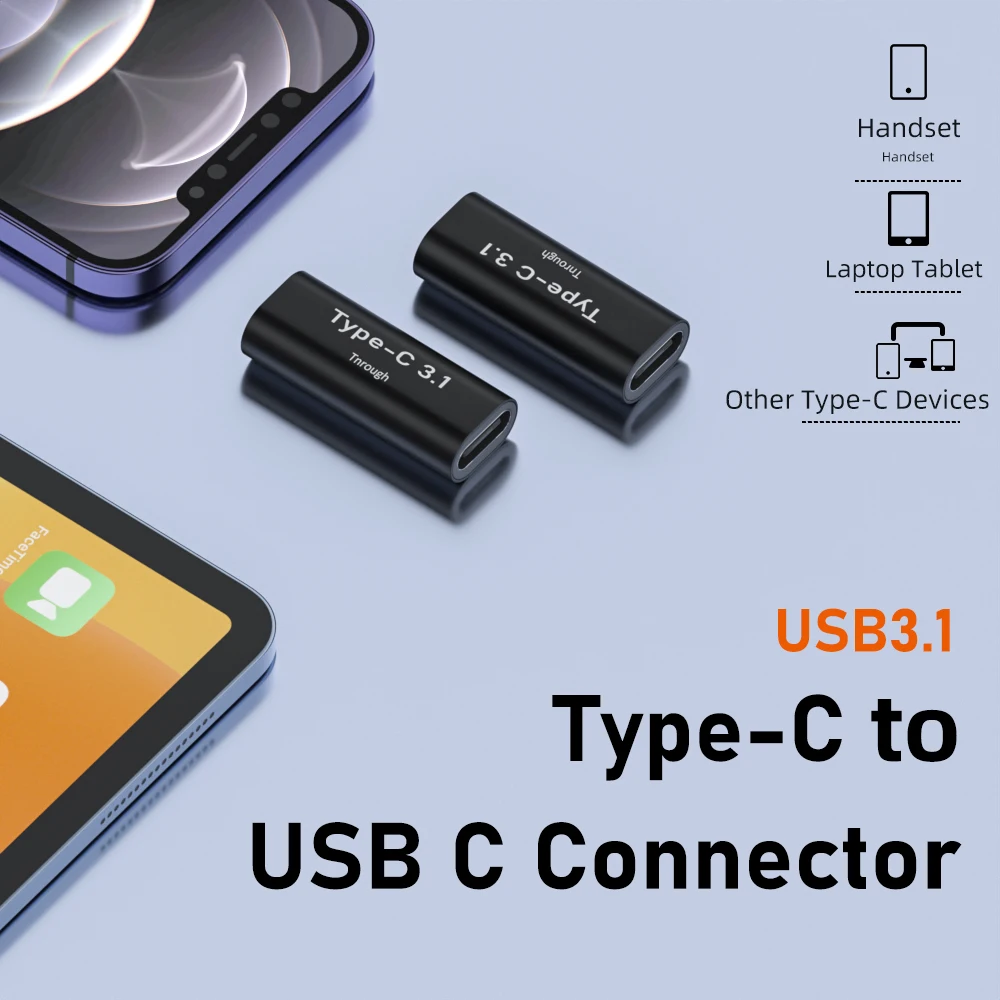 USB Type C อะแดปเตอร์หญิงหญิง Converter แบบพกพา USB-C ชาร์จข้อมูลอะแดปเตอร์ Type-C สายสำหรับแท็บเล็ตโทรได้