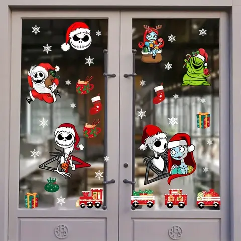 1 Disney Jack Christmas Sticker, Interior Decoration Artwork, Suitable for Windows, Porches, and Wall Backgrounds