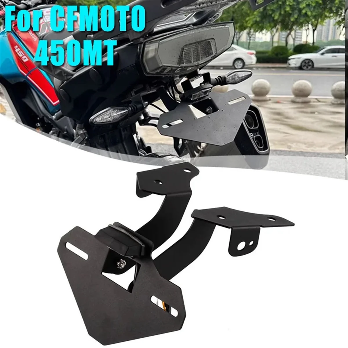 Motorcycle License Plate Holder Fender Eliminator Tail Frame Bracket LED Plate Light for CFMOTO 450MT