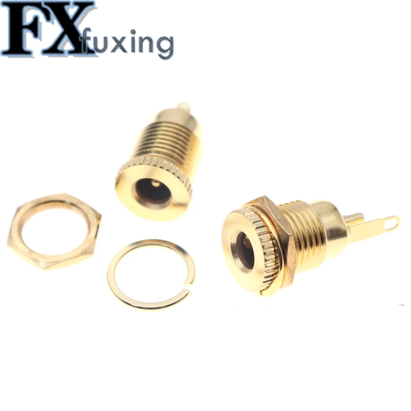 2PCS Gold Plated 7A DC-099 5.5 x 2.1mm 5.5*2.5 DC Power Female Socket Jack Panel Mount Connector Adapter with Transparent Rubber