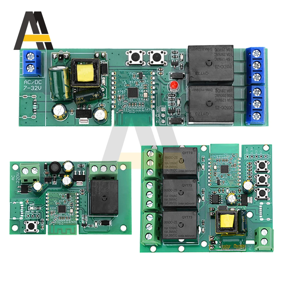 

AC220V 3-way 2-way 1-way Bluetooth-compatible WIFI Intelligent Switch jog/self-locking/interlock Single Relay Module for Yi Weil