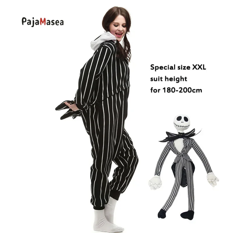 

PAJAMASEA Men (145-200CM) Jack Skull Cosplay Onesie Women Halloween Cartoon One-Piece Kigurumi Adults Christmas Party Costume