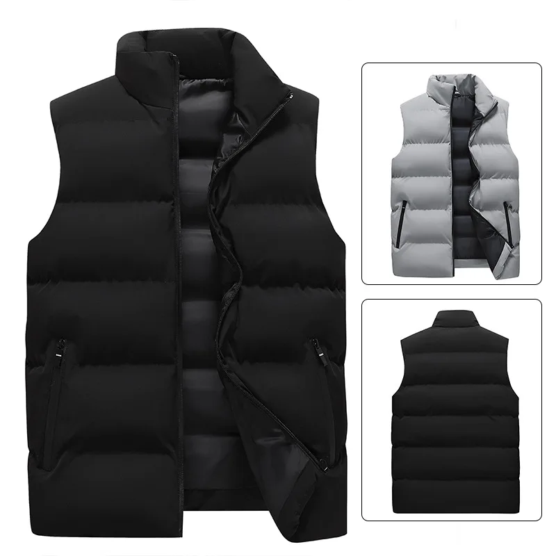 

2024 Men's Cross Style Vest Autumn and Winter Sports and Leisure Stand Up Collar Jacket, Thickened Outer Layer with Printed Logo