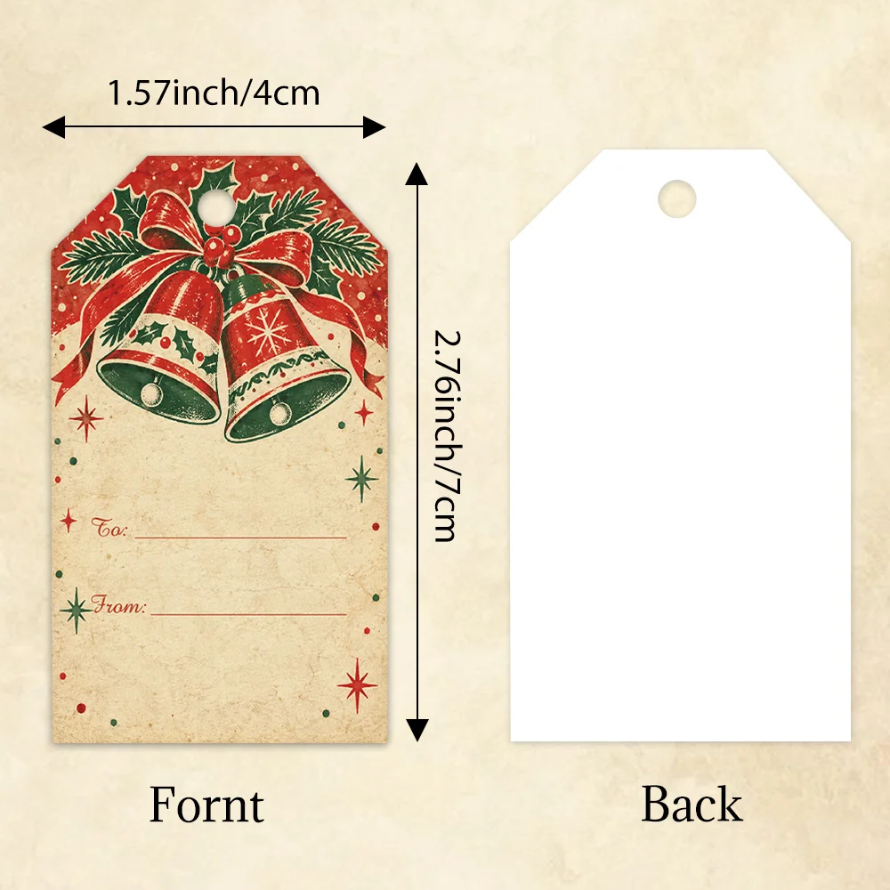 40pcs, Gift Tags, Vintage Red Green Blank Writing, Hanging Paper Labels for Gift Wrapping, Holiday Party Decor with String