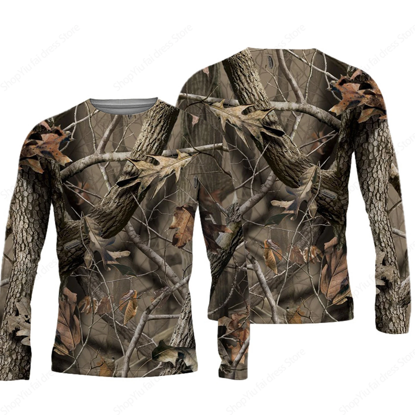 Męska koszulka z długim rękawem 3D Kamuflaż Polowanie Koszulki z nadrukiem Koszulki outdoorowe Hip Hop Casual Camp Tshirt Ropa hombre Top Tee