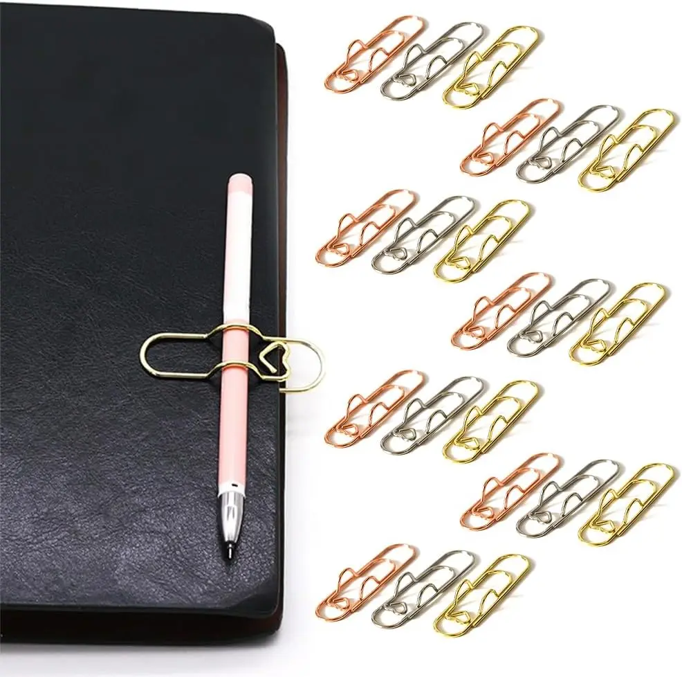 10PCS Metal Pen Clips Holder for Notebook Paper Clip Pen Holders Journal Planner Paperclip Pencil Holder Office School Supplies