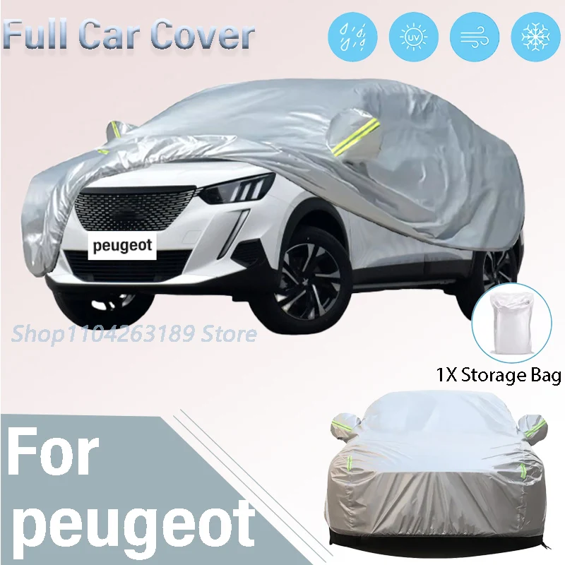 

Полностью серебряные автомобильные чехлы для Peugeot 2008,3008,4008,5008, водонепроницаемые, всепогодные, ветрозащитные, пылезащитные, с защитой от ультрафиолета, для наружного использования