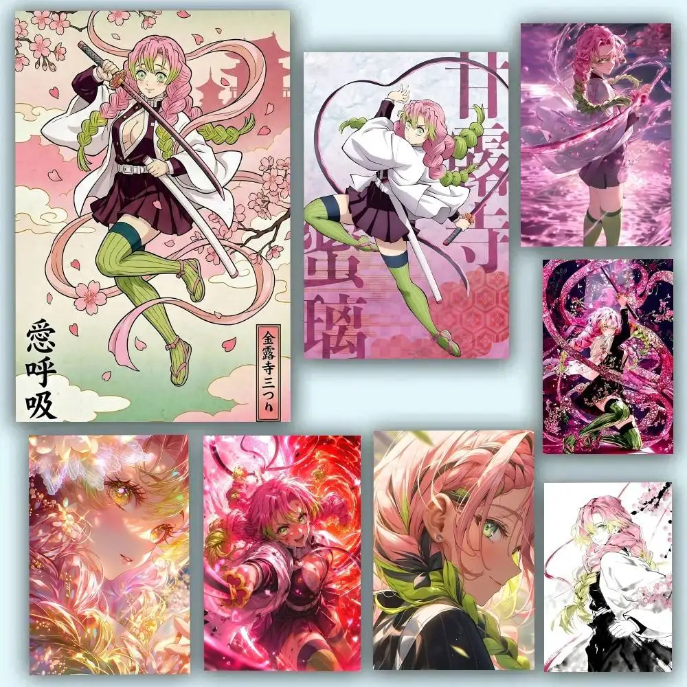 Mitsuri Kanroji Japanese samurai Anime Posters Self Adhesive Waterproof Ideal For Living Room Bedroom Bar Decoration