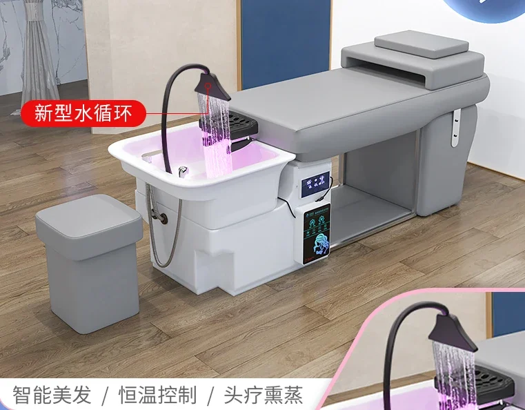 Superior Beauty and hair care water circulation constant temperature head therapy hair salon ceramic basin massage bed