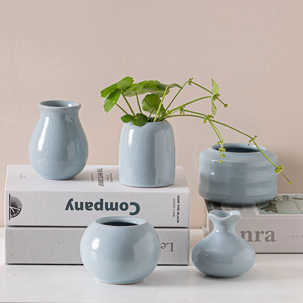 

Retro Ru kiln ceramic hydroponic vase water nourishing green plant living room table table table table table decoration flower