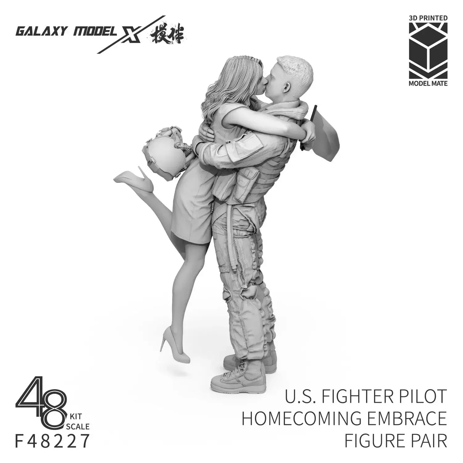 Galaxy 3D Printed 1/48 US Aircrew Hugging Duo Resin Figure Unpainted Miniature Model Accessory