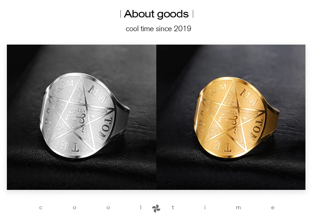 COOLTIME Pentagramm von Solomon Ring aus Edelstahl, verstellbar, übernatürlicher Zauberer, Amulett-Ring, Schmuck, Geschenk für Damen und Herren – Detail 3