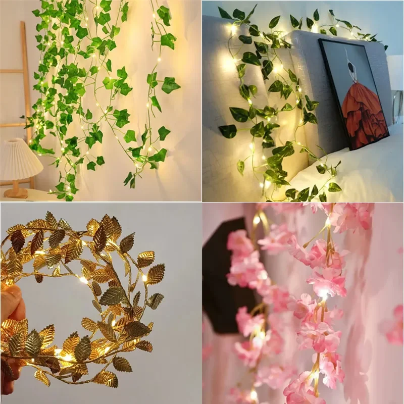 

2M Fairy Lights Led Ivy Vine Cherry Blossom String Lights Battery Powered Garland for Bedroom Garden Party Wedding Decoration