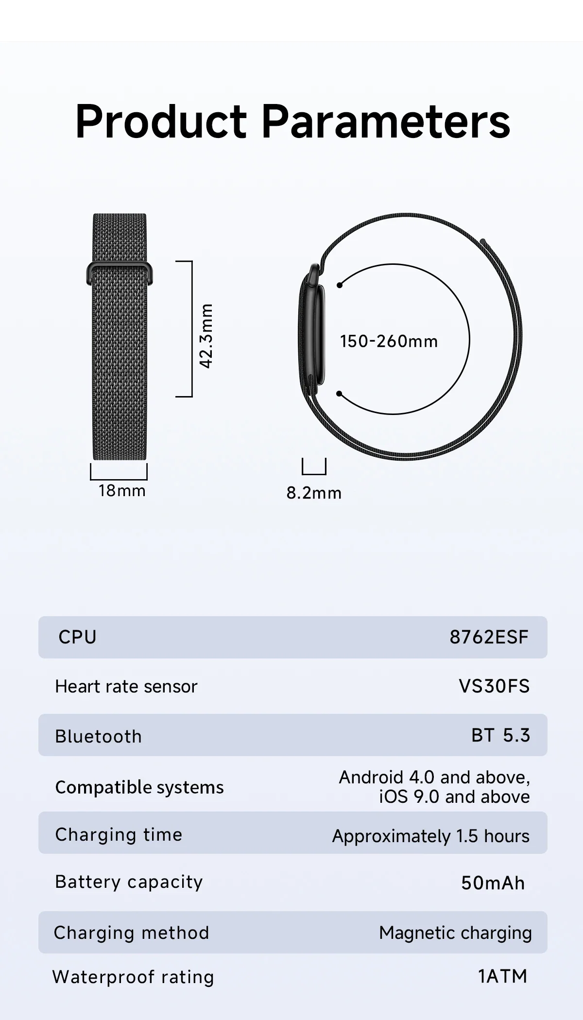 2026 Neues VWAR AIR Ultra Smart Band 20 Tage Akkulaufzeit 1ATM Wasserdicht 24/7 Herzfrequenz Stress Schlaf Fitness-Tracker Smart-Armband – Detail 16