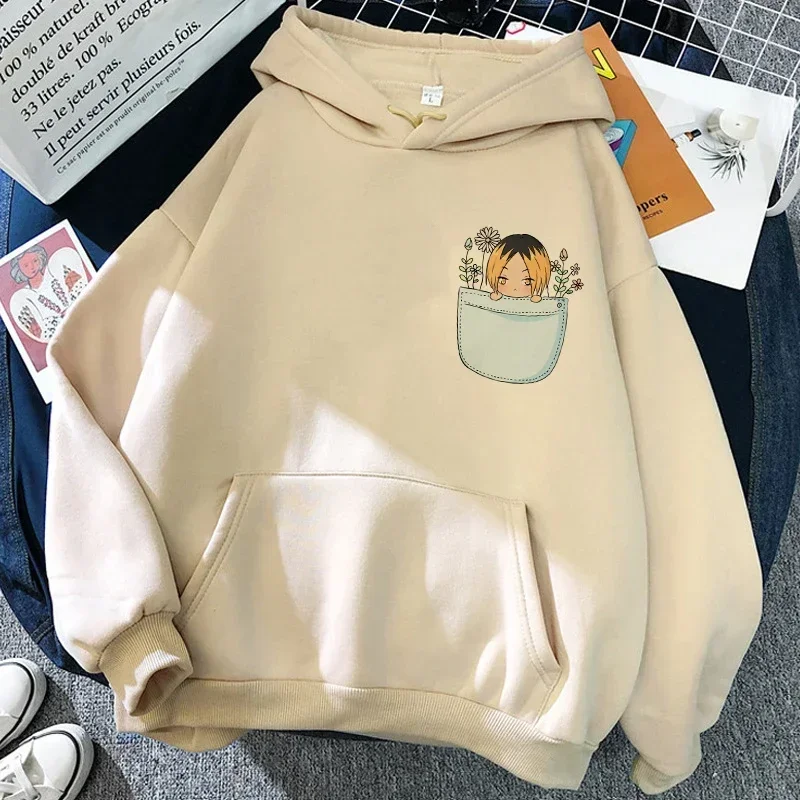 Karasuno Hoodie Volleyball Crow Anime Sport Club Vintage Streetwear Schwarzer Oversized Casual Pullover Langarm – Detail 13