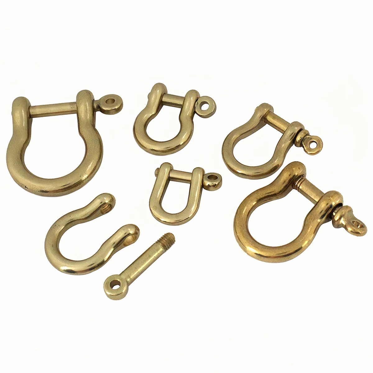 Massiver Messingkarabiner D-Bogen-Schäkel Schlüsselring Schlüsselanhänger Haken Schraubverbinder Schnalle Schlüsselkette Schmuckzubehör – Detail 6