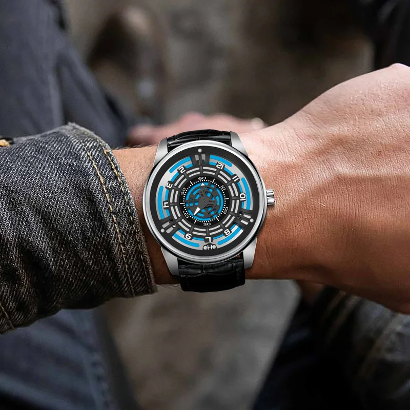 PINDU New Fashion Luxury Men\'s Automatic Chronograph Mechanical Watch Leather 30M Waterproof Luminous Watch Reloj Hombre