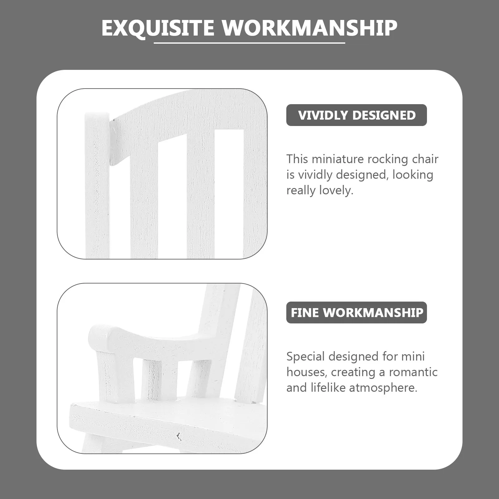 

Premium Wooden Miniature Rocking Chair for Mini House Decoration Vivid Detail Excellent Craftsmanship Portable Mini Furniture