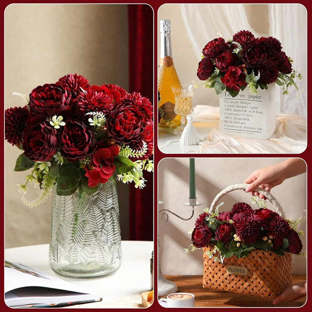 

1pc Artificial Flowers 32Cm Silk Peony Wedding Hydrangea Bouquet Festival Wreath Decor Vase Home Room Yard Scrapbooking DiyGift