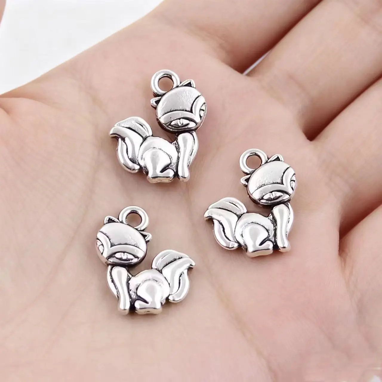 20Pcs/Lot Charms Fox 15x13mm Antique Silver Color Pendants Making DIY Handmade Tibetan Finding Jewelry