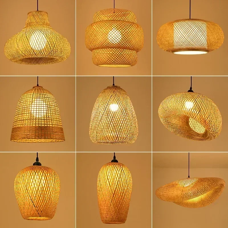 

Nordic Rattan Pendant Light Bamboo Lamp Kitchen Suspension Home Bamboo Hanging Lampshade Dining Living Room Indoor Fixtures