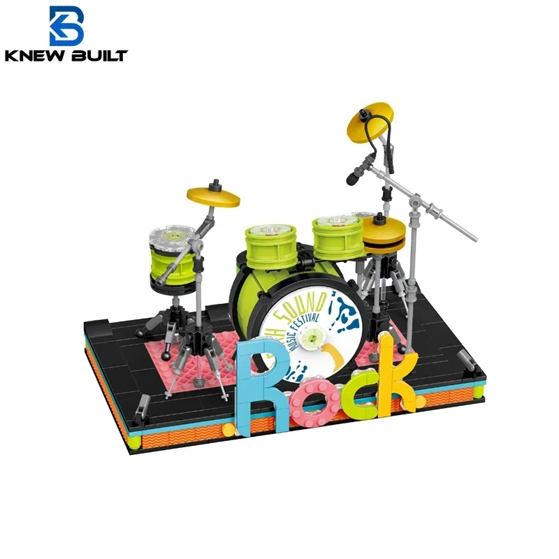 Knew Built Rock Out with the Musical Instrument Mini Building Blocks Children Toys Set for Kids Adults or Bricks Beginner