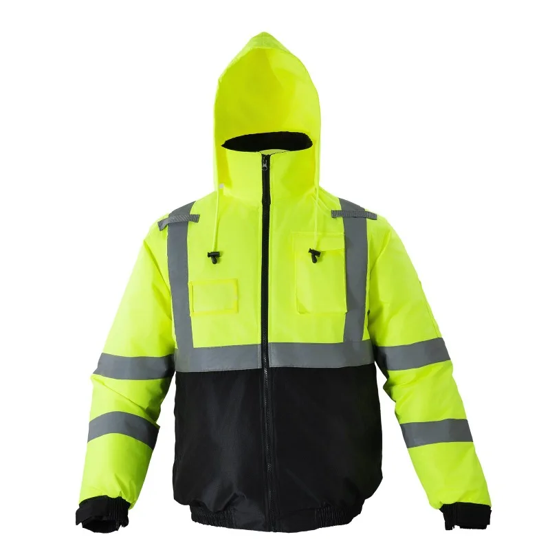 High Visibility Reflective Safety Jacket Waterproof Winter Coat Yellow-Black L