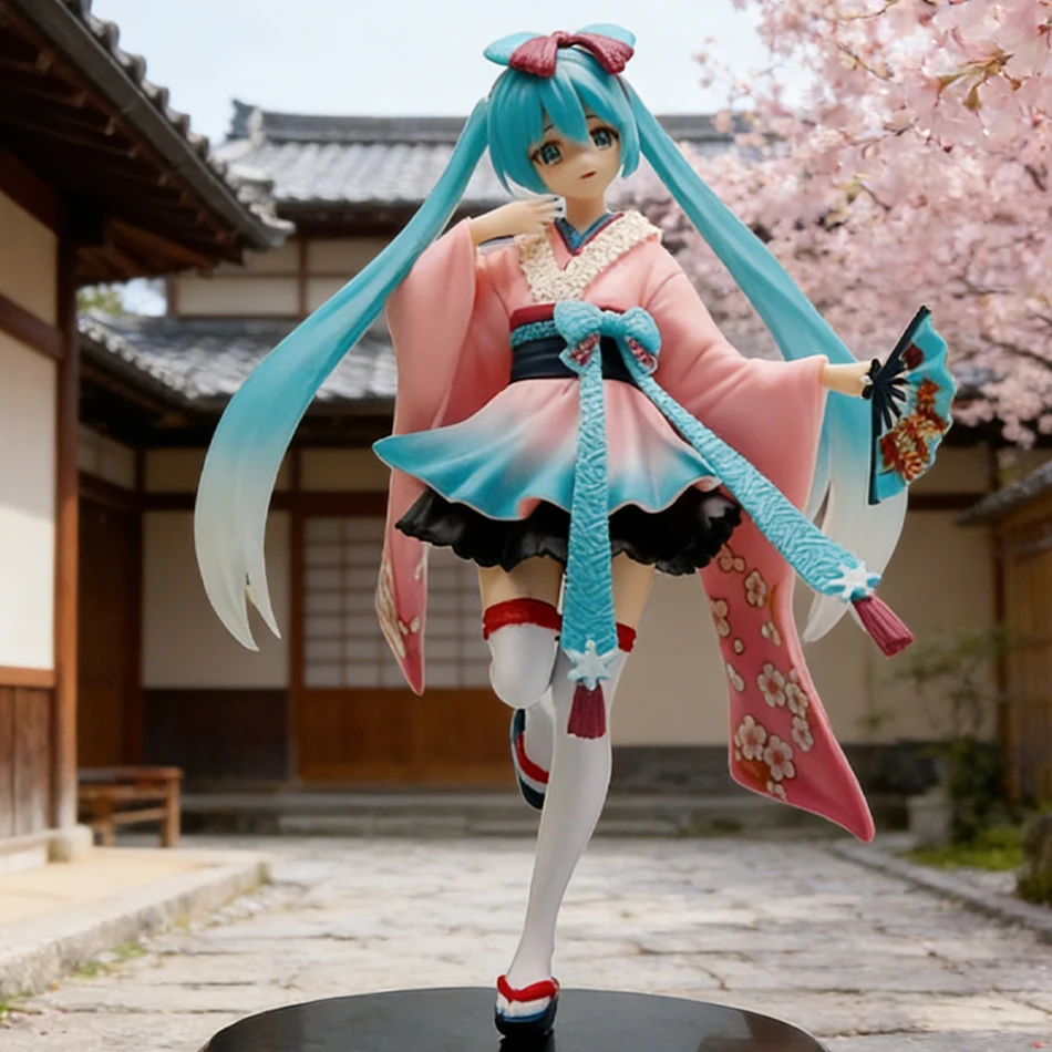 20cm moda hatsune miku anime figura quimono hatsune miku figuras de ação kawaii menina estatueta pvc coleção modelo brinquedos atacado