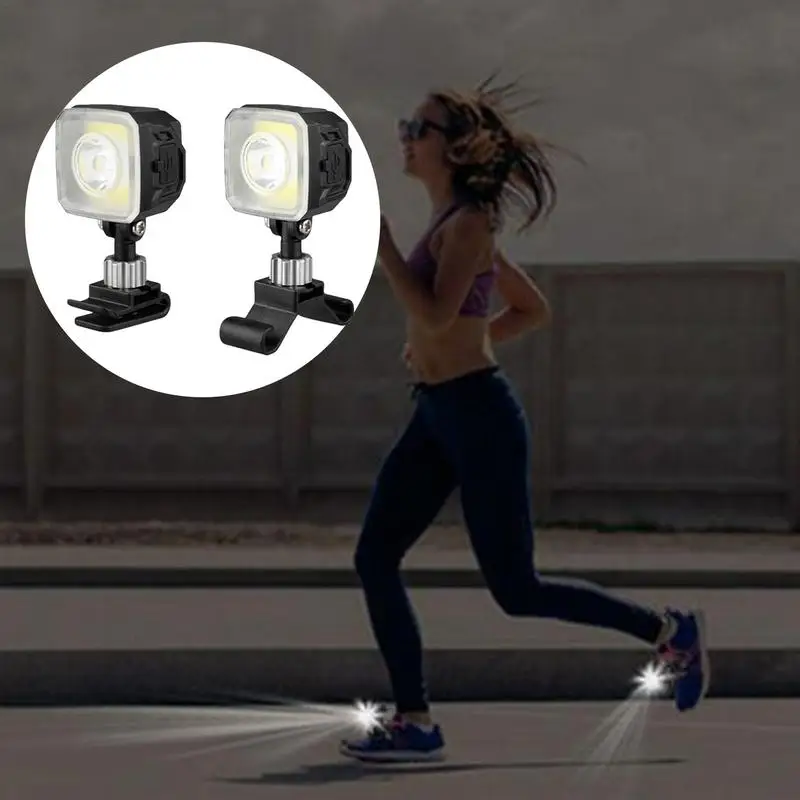 Clip-On sapato faróis, luz para correr à noite, corredores noturnos ao ar livre, luzes de segurança, ajustável, leve